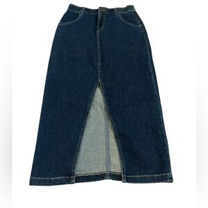 Wash Lab W Lab 26 Denim Midi Skirt Women’s Blue High Waist Front Slit Pockets